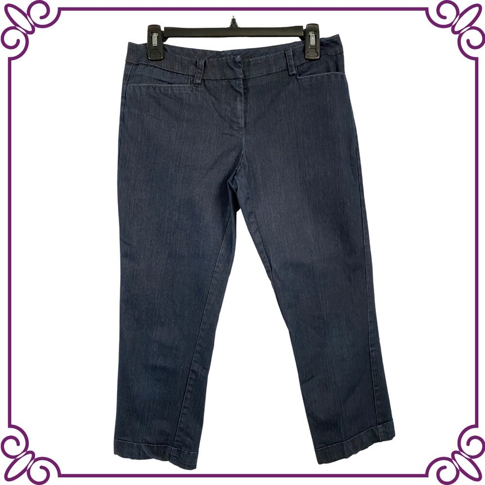 7th Avenue Suiting Collection Dark Lightweight Denim Capris Crop Size 2